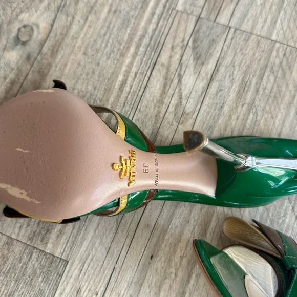 Prada 2012 Tail Light Runway Multi-Accent Stiletto Sandals with Bow Detail - Picture 2 of 4